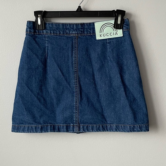 KUCCIA SEQUIN FLORAL PATCH DENIM SKIRT SIZE 8 - Picture 3 of 13